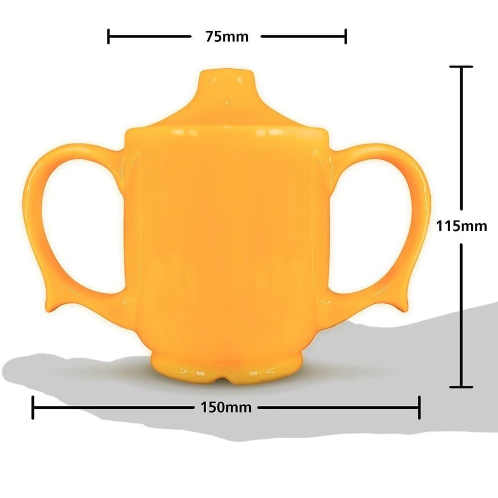 dignity two handled feeder cup yellow dimensions