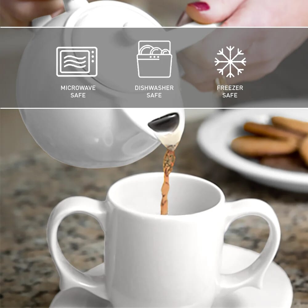 dignity two handled mug white features