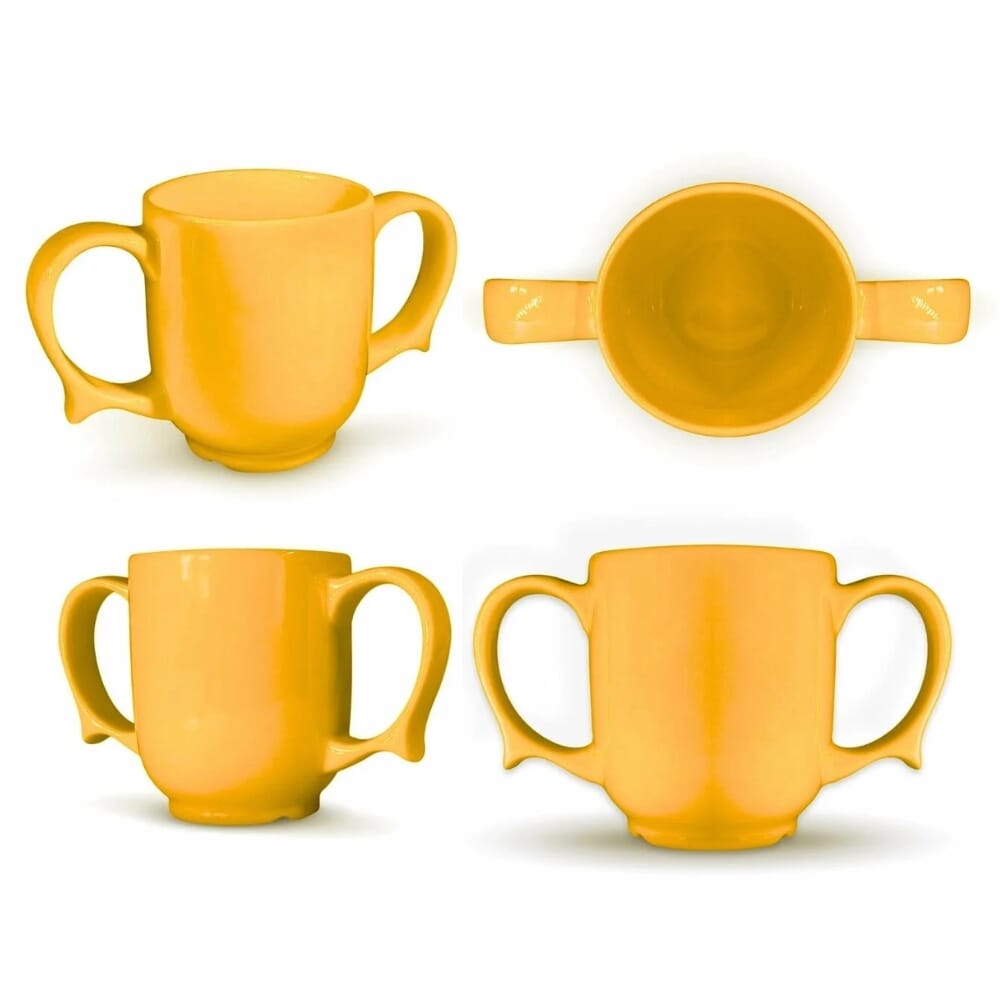 dignity two handled mug yellow multi view