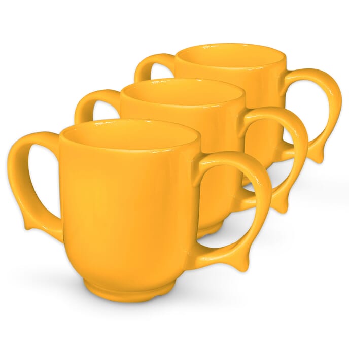 dignity two handled mug yellow pack of 3