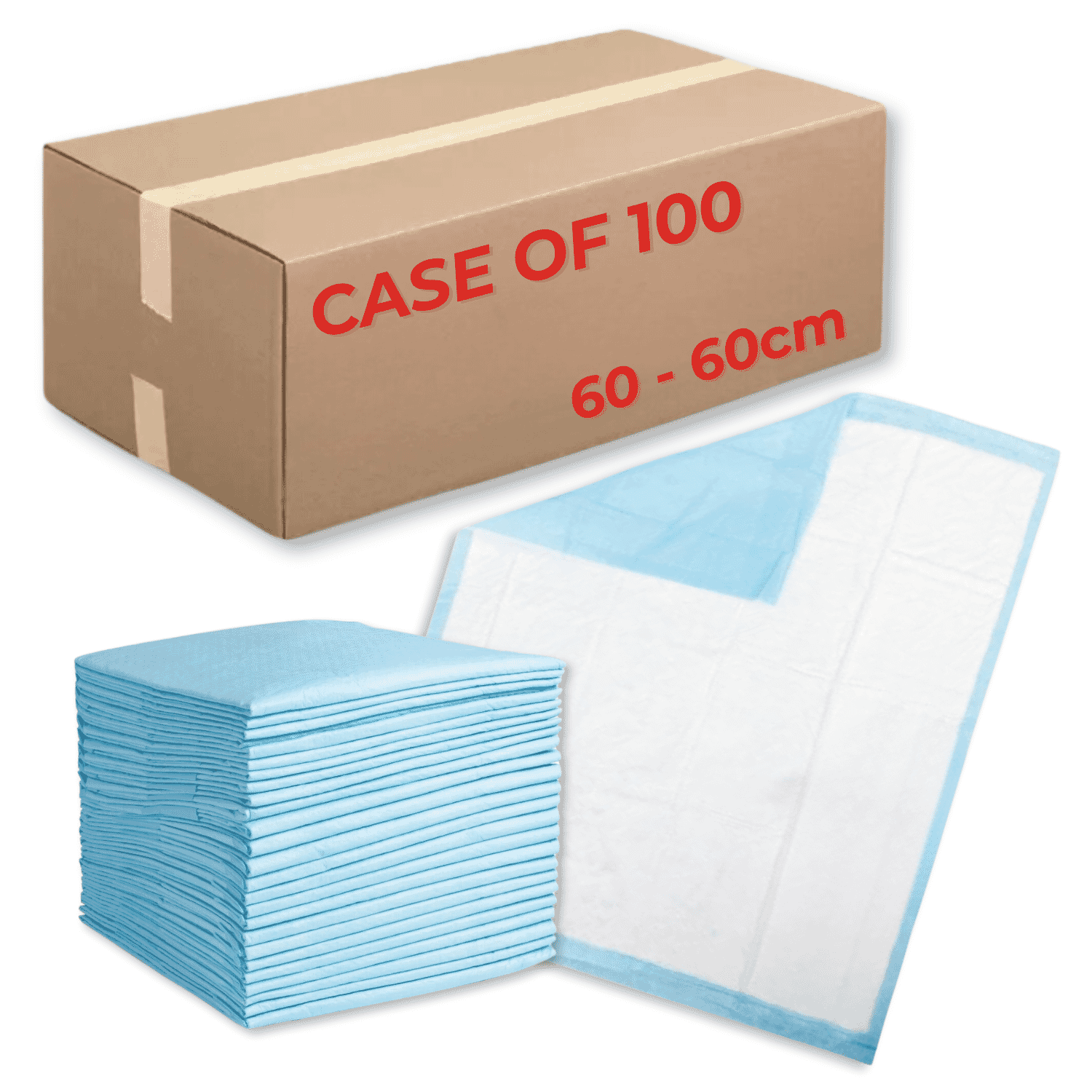 disposable bed pads 60cm x 60cm case of 100