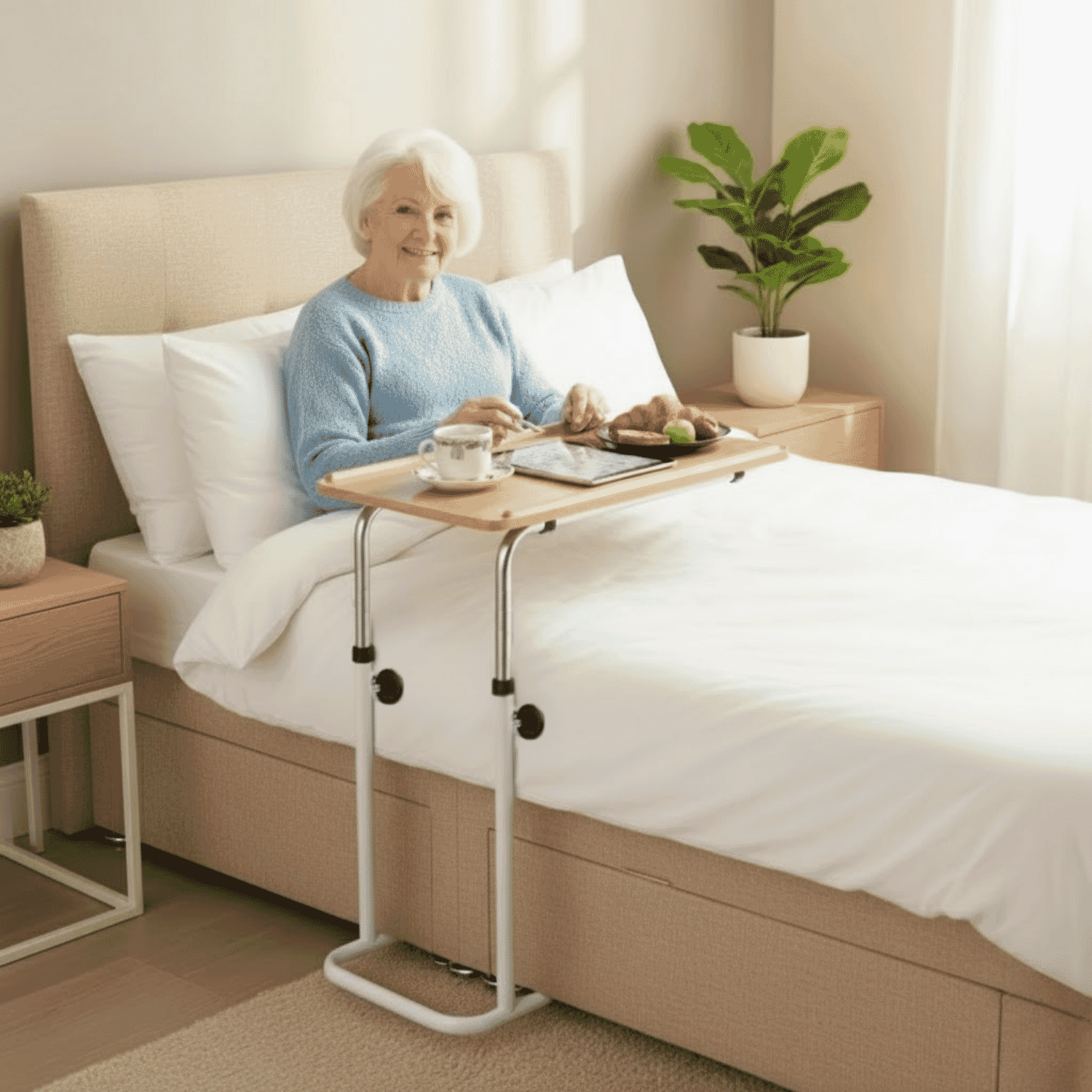 divan over bed table bed lifestyle