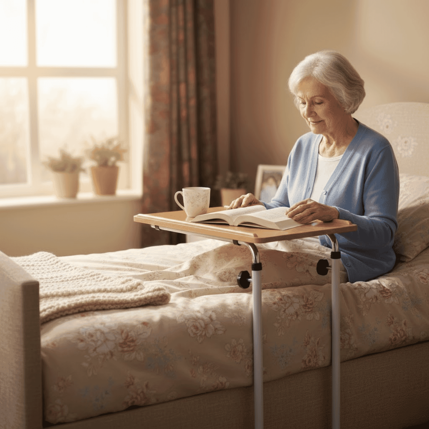 divan over bed table in use