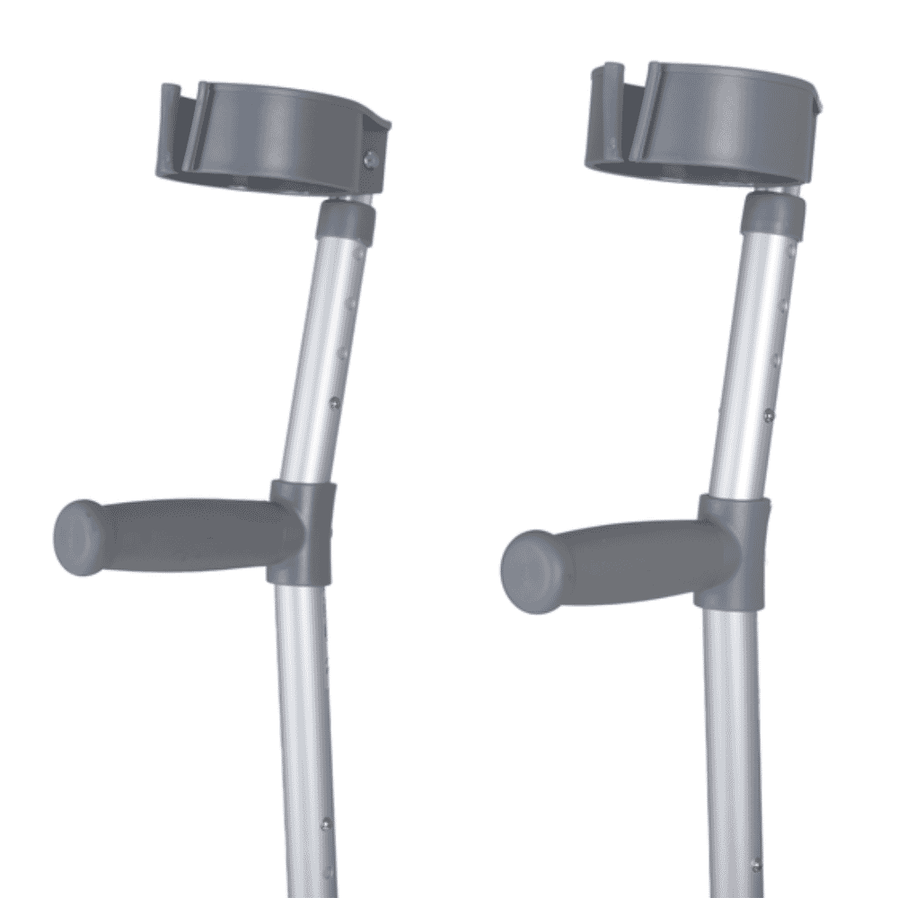 double adjustable crutches close up