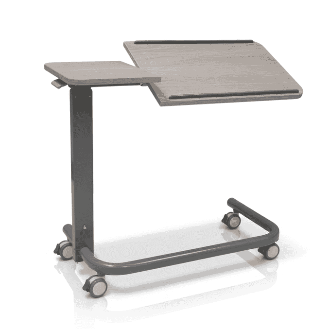 double tilting overbed table grey