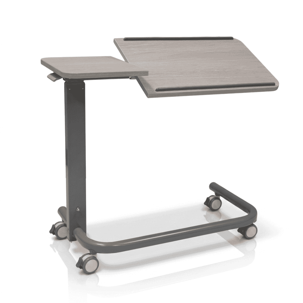 double tilting overbed table grey
