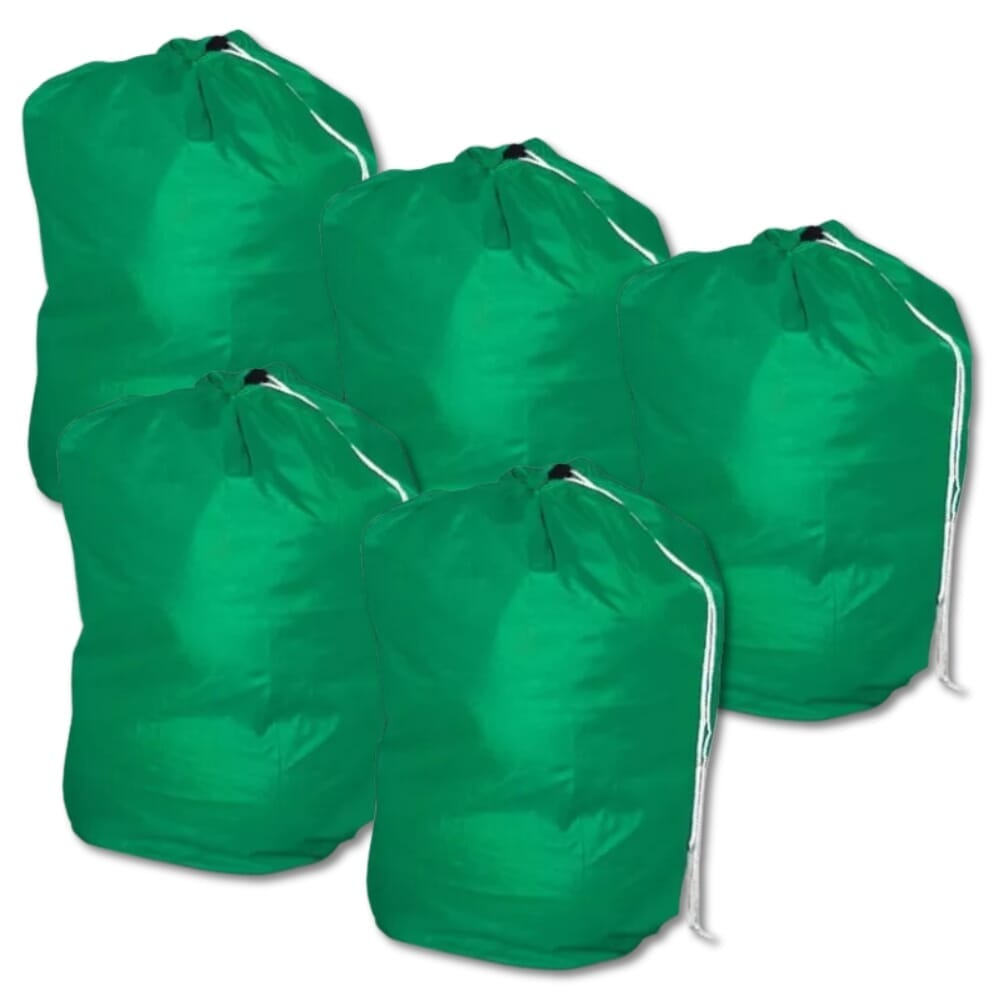 drawstring laundry bag green pack of 5