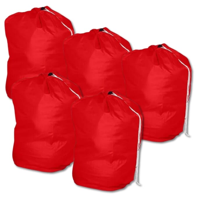 drawstring laundry bag red pack of 5