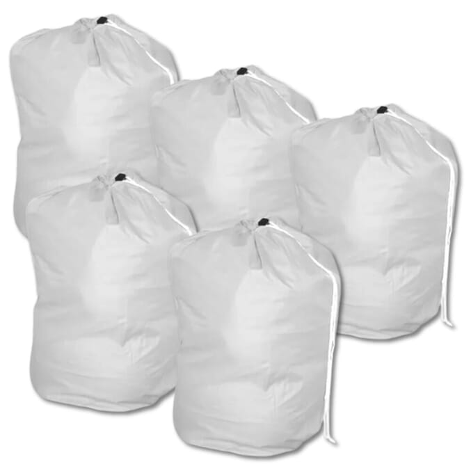 drawstring laundry bag white pack of 5