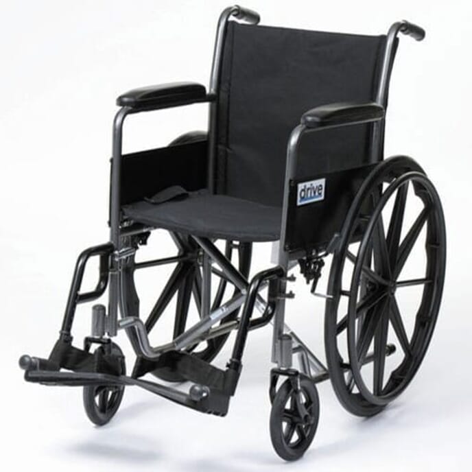 drive collapsible silver wheelchair