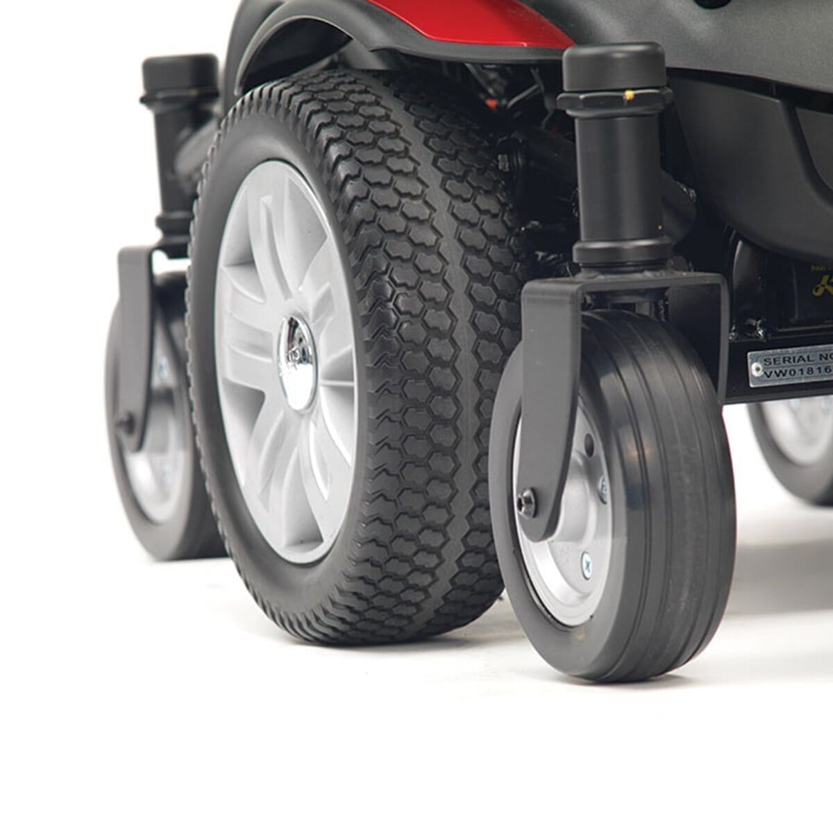 drive titan axs powerchair front wheel detail