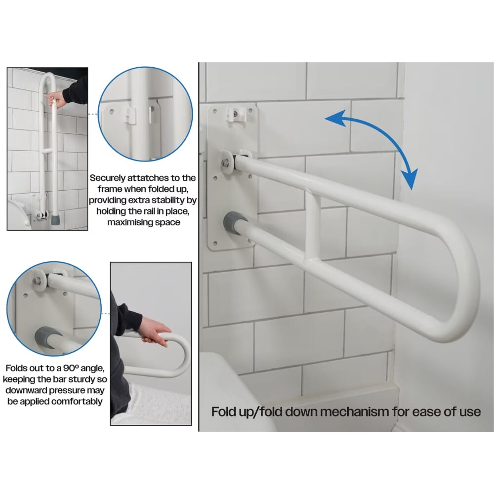 drop down toilet support rail details