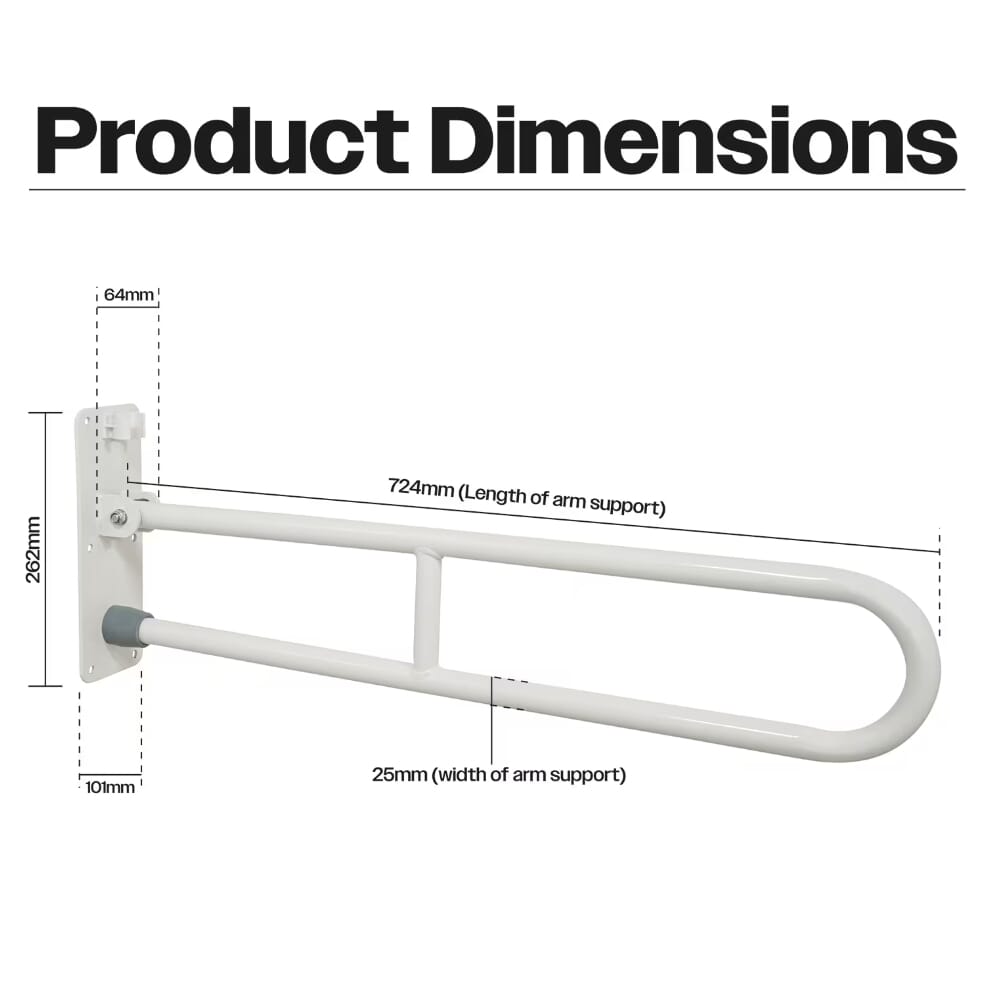 drop down toilet support rail dimensions