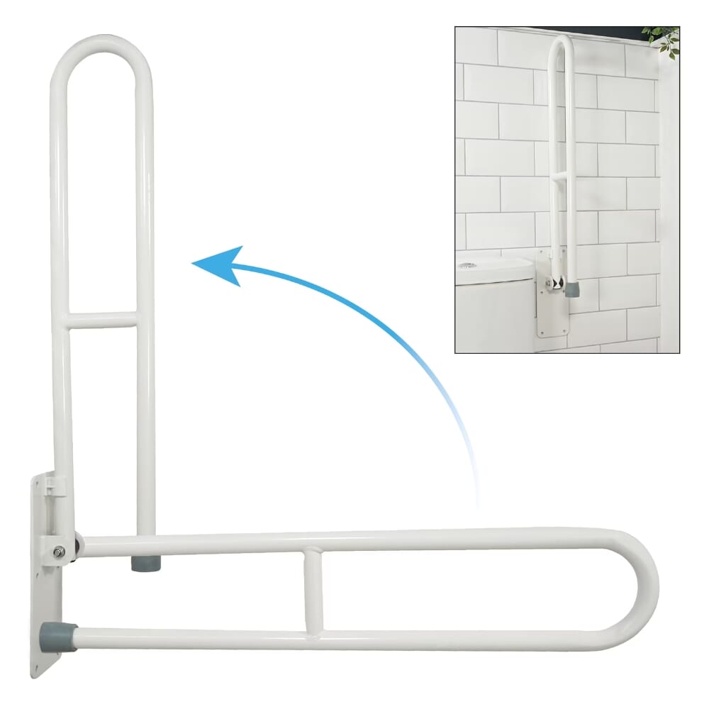 drop down toilet support rail folding