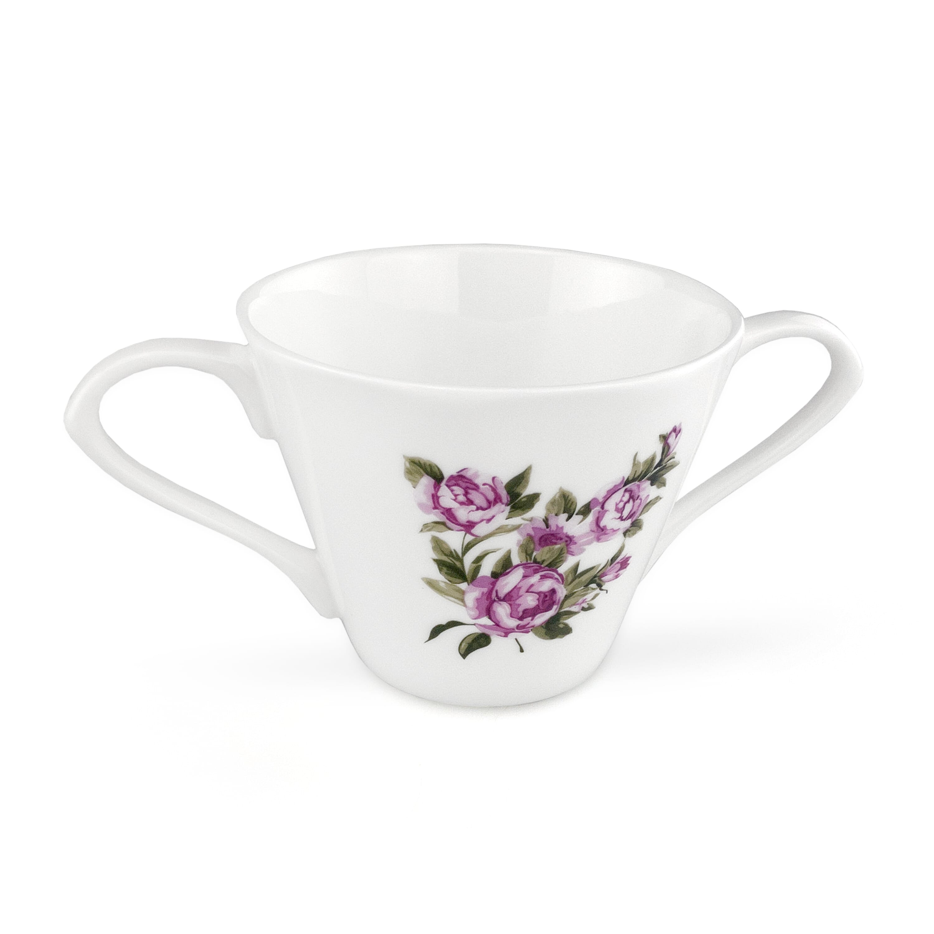dual handle bone china cup saucer cup