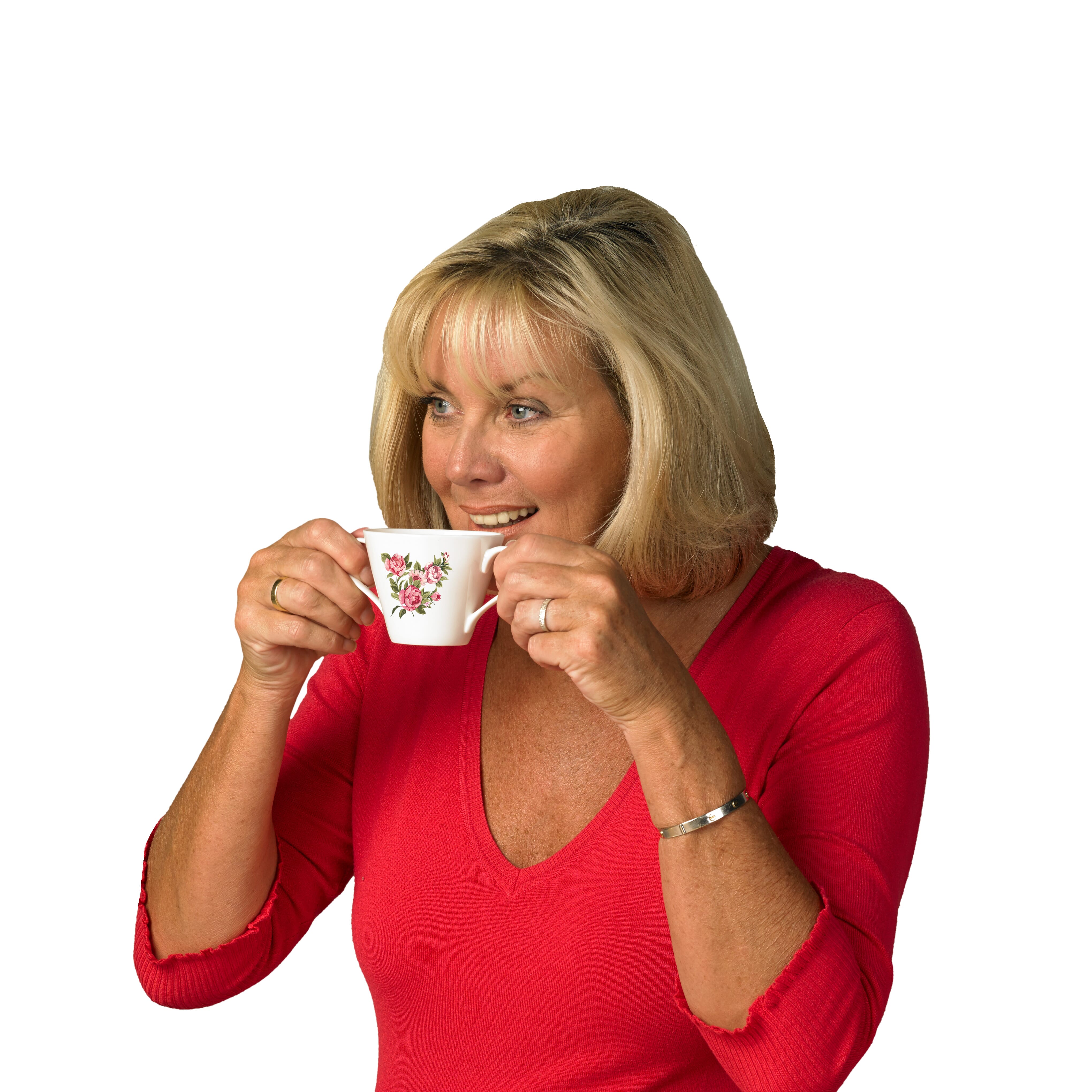 dual handle bone china cup saucer enjoying tea