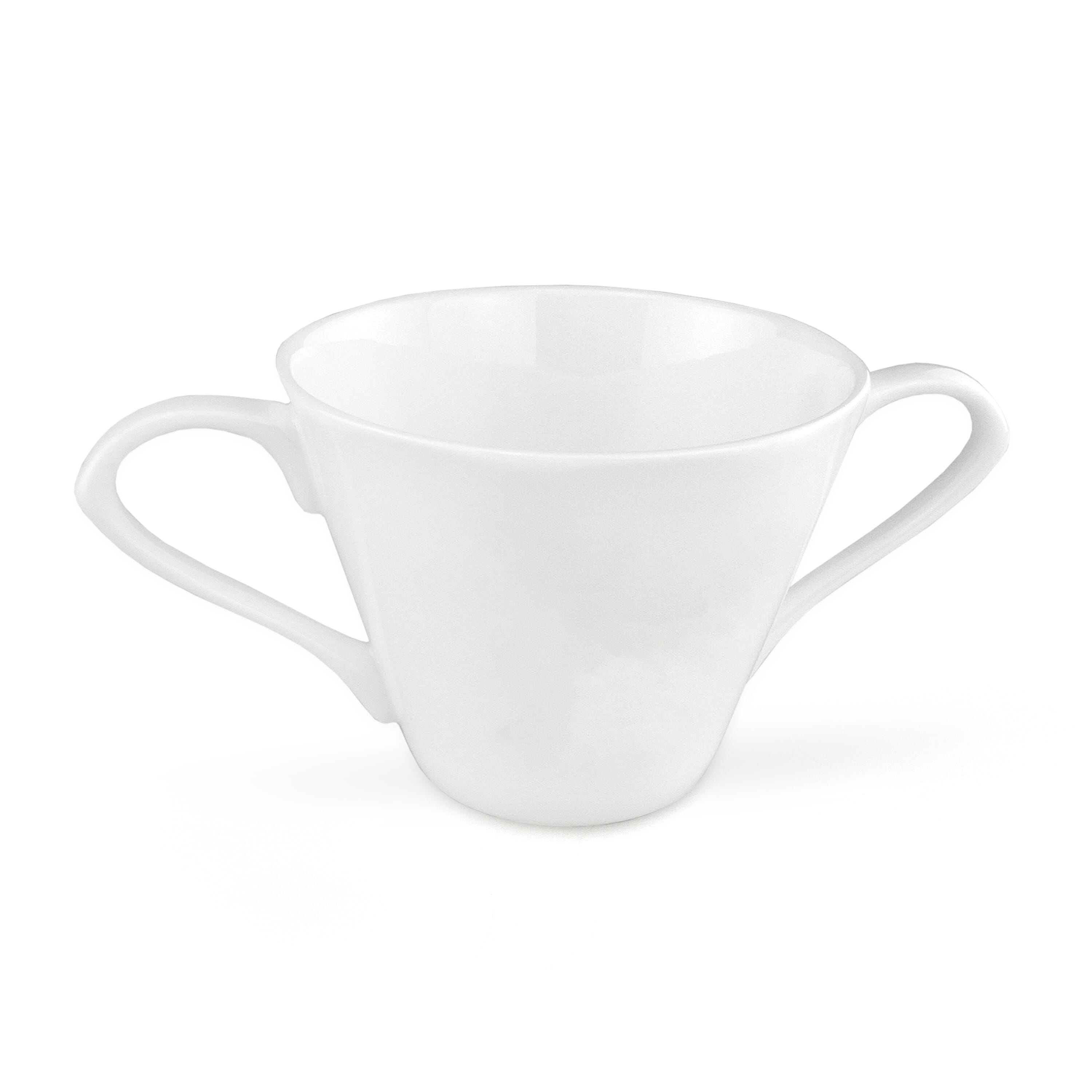 dual handle bone china cup white