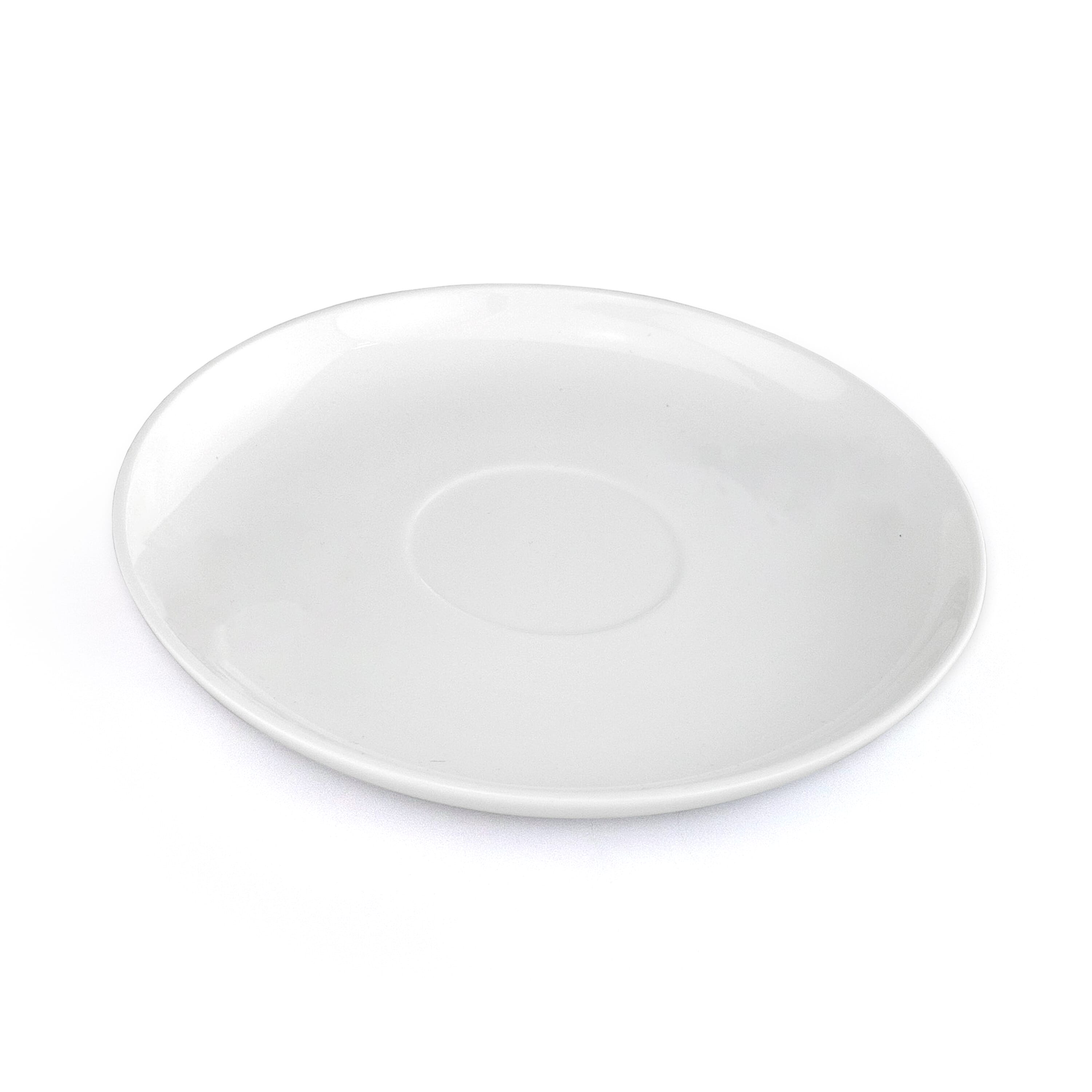 dual handle bone china saucer white