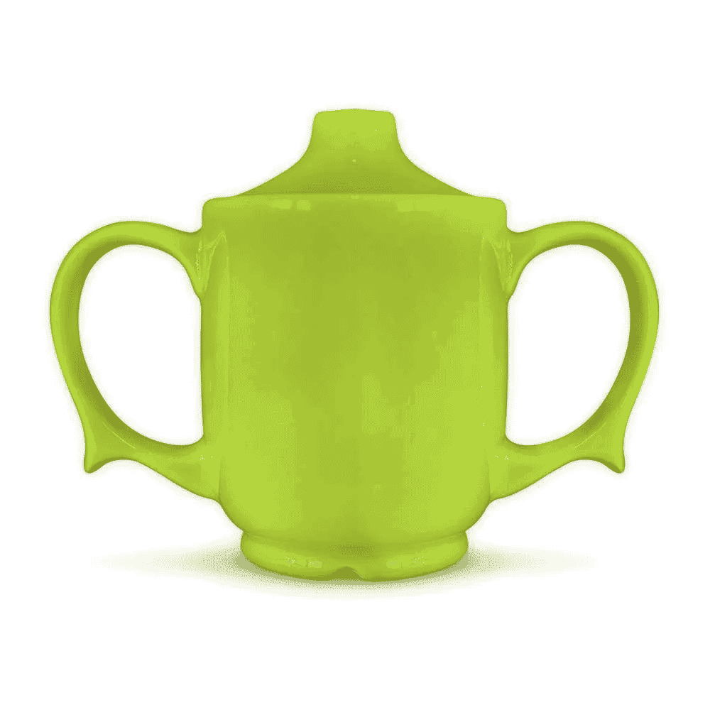 dual handled adult drinking cup green front