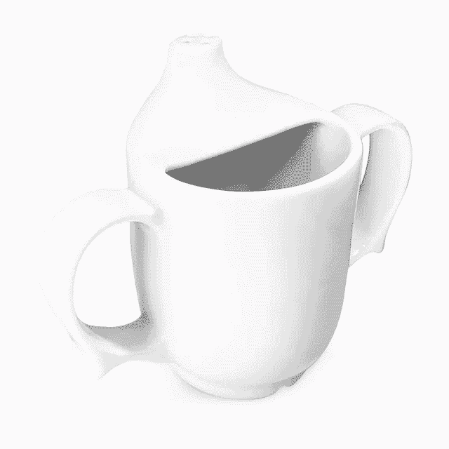 dual handled adult drinking cup white