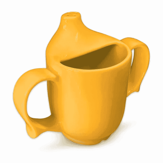 dual handled adult drinking cup yellow