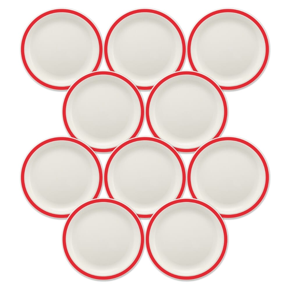 duo plate 17cm red pack of 10