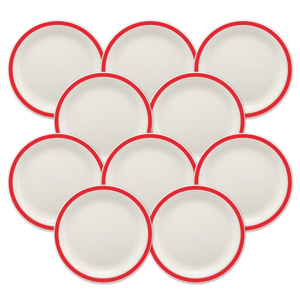 duo plate 23cm red pack of 10