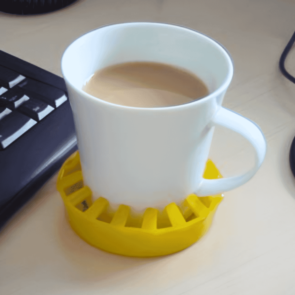 dycem cup holder yellow in use