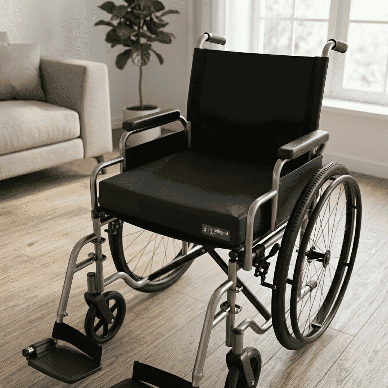 dyna tek intelligent air wheelchair cushion on wheelchair
