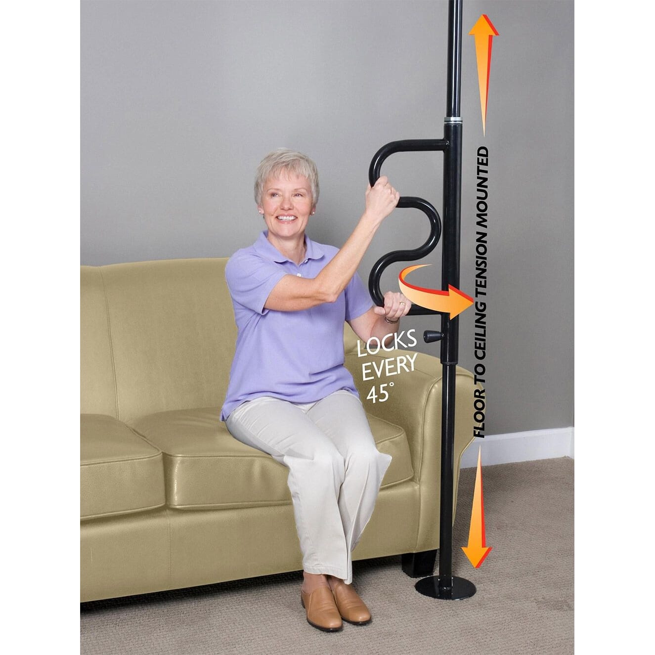 Security Pole & Curve Grab Bar in Black