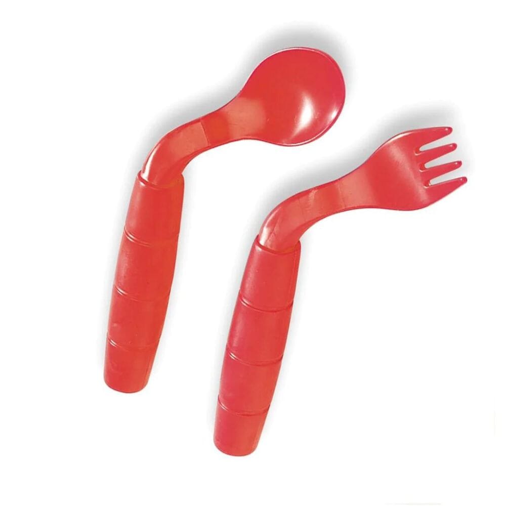 easi eaters curved utensils left handed utensils red