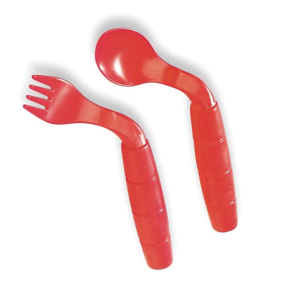 easi eaters curved utensils right handed utensils red