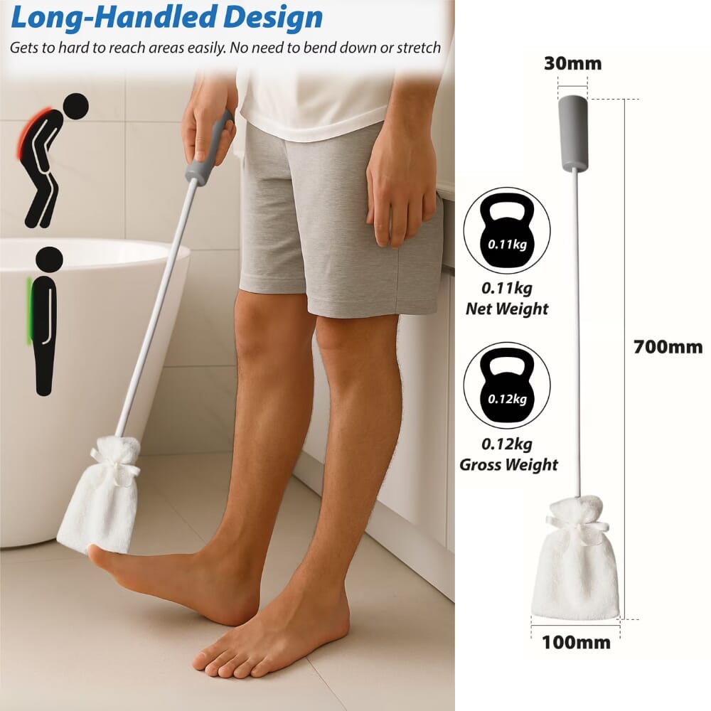 easy grip long handled toe washer dimensions