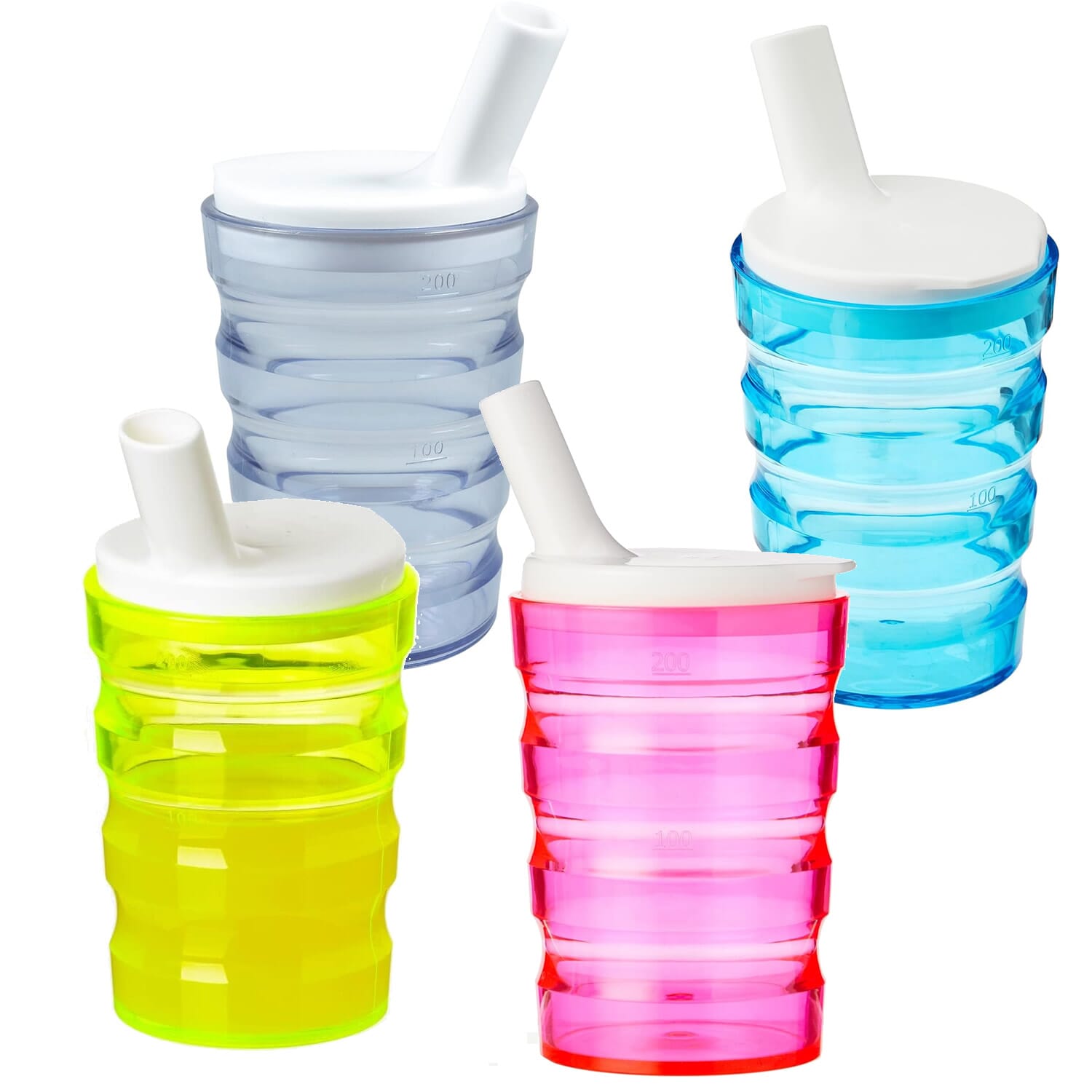 View Easy Grip Ribbed Beaker 200ml Pack of 4 Various Colours information