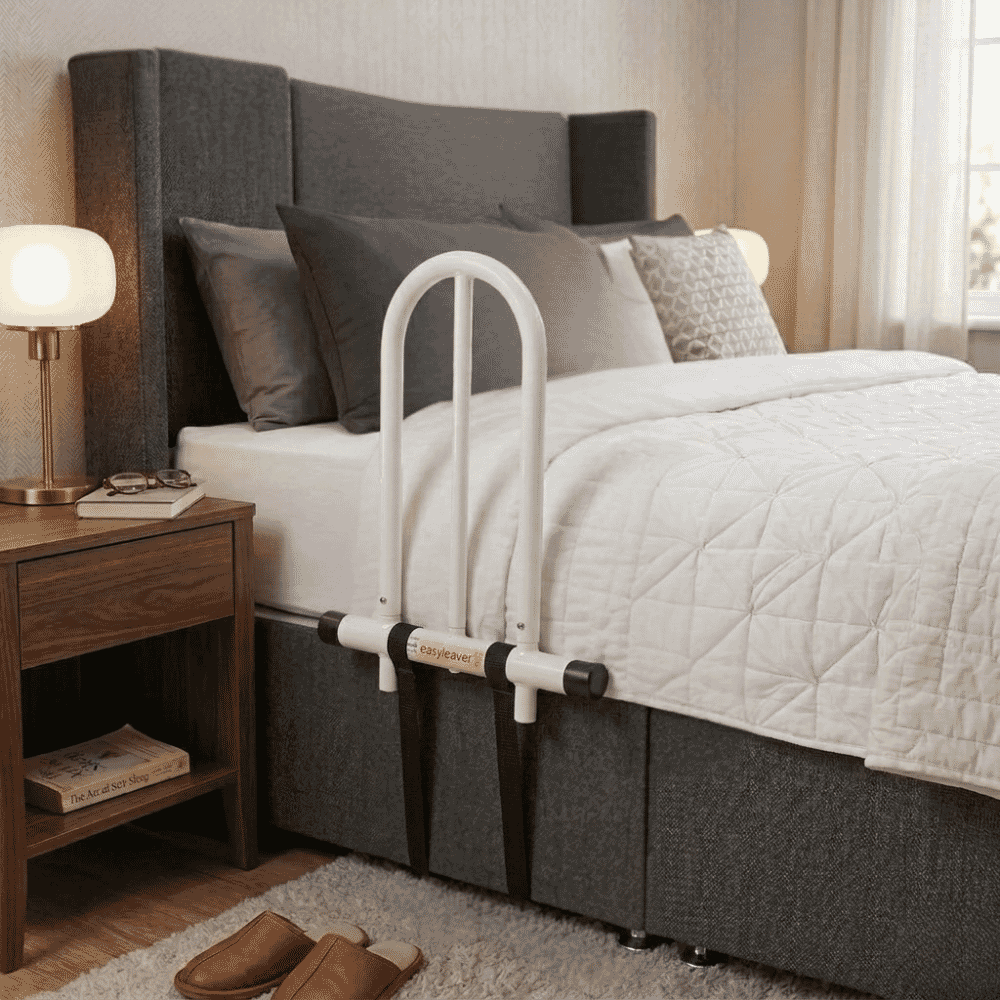 easyleaver bariatric bed grab rail divan bed lifestyle