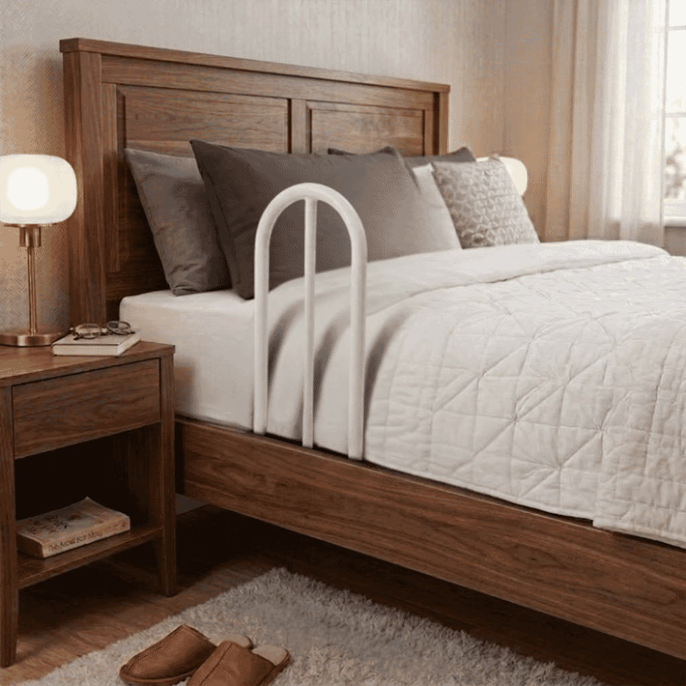 easyleaver bariatric bed grab rail slatted bed lifestyle