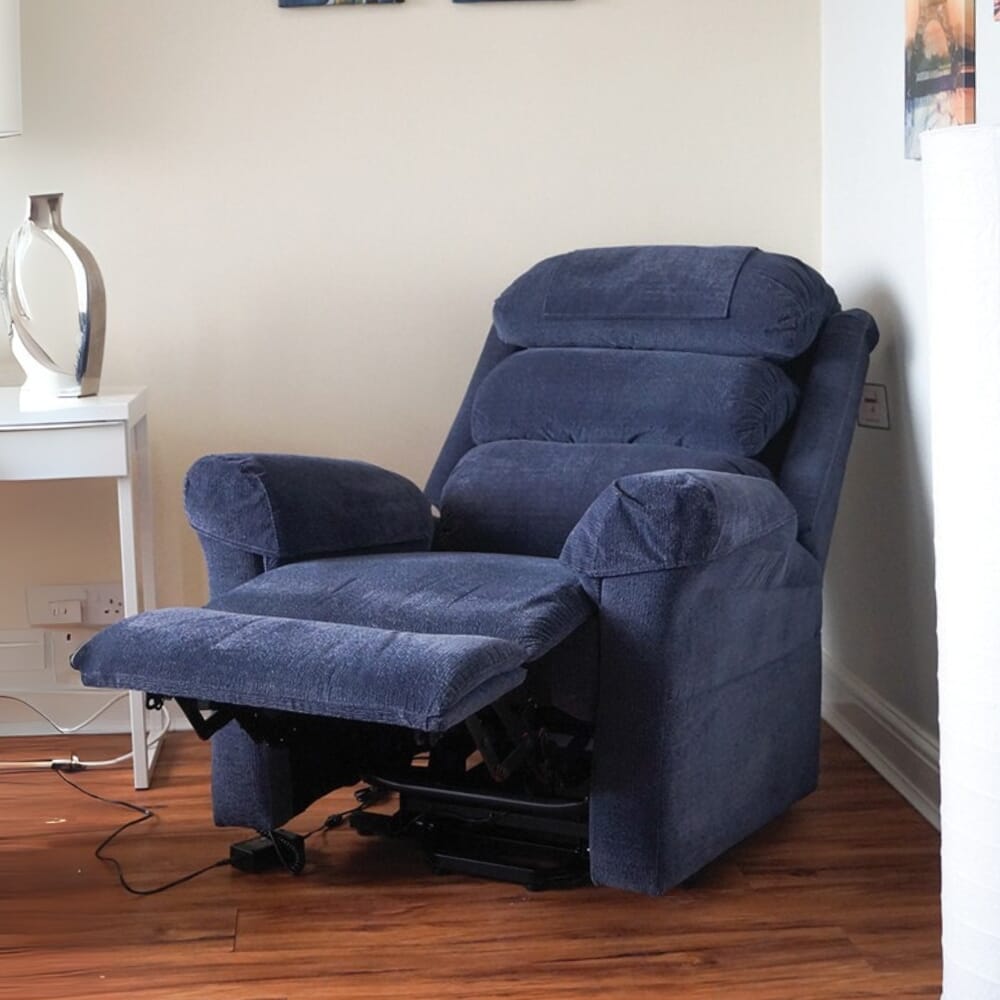 ecclesfield riser recliner chair blue lifestyle reclining