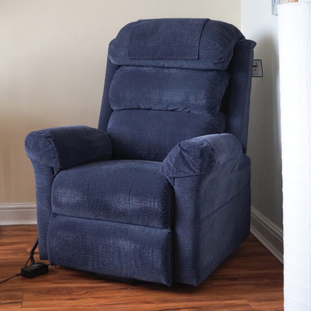ecclesfield riser recliner chair blue lifestyle