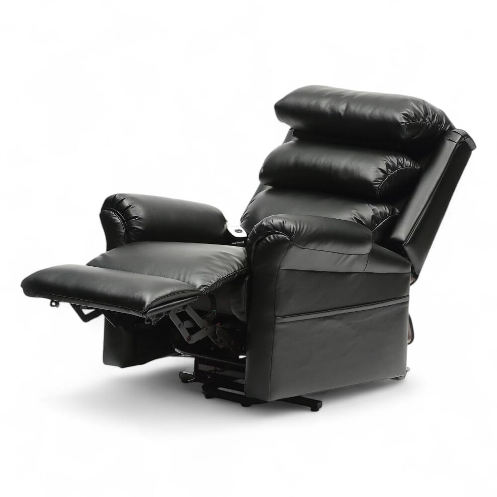 ecclesfield riser recliner chair pu upholstery black fully reclined