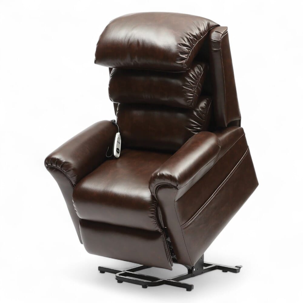 ecclesfield riser recliner chair pu upholstery chestnut rising
