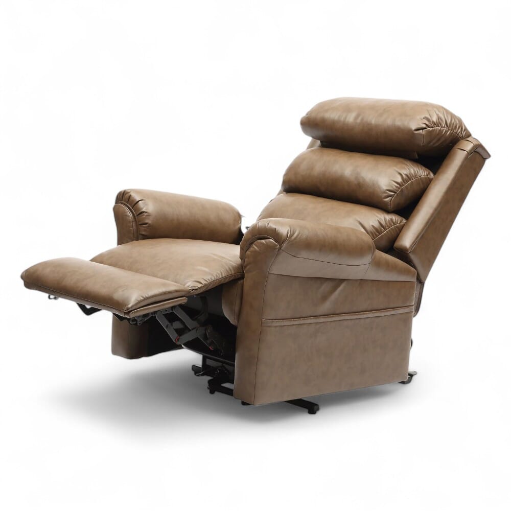 ecclesfield riser recliner chair pu upholstery nutmeg fully reclined