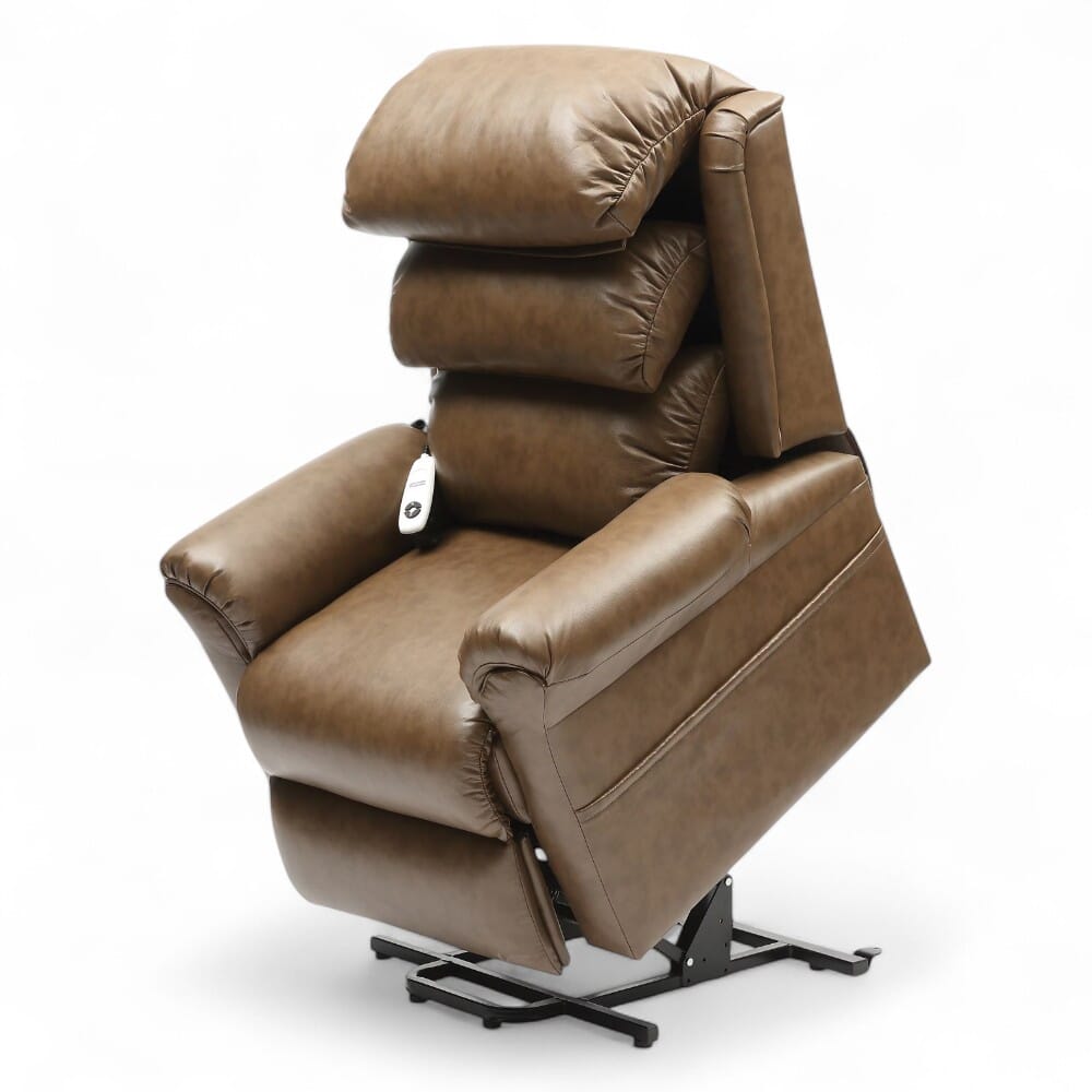 ecclesfield riser recliner chair pu upholstery nutmeg rising