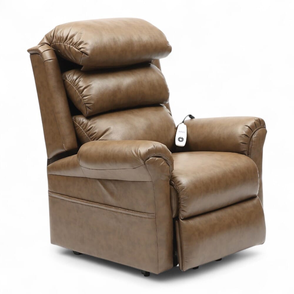 ecclesfield riser recliner chair pu upholstery nutmeg