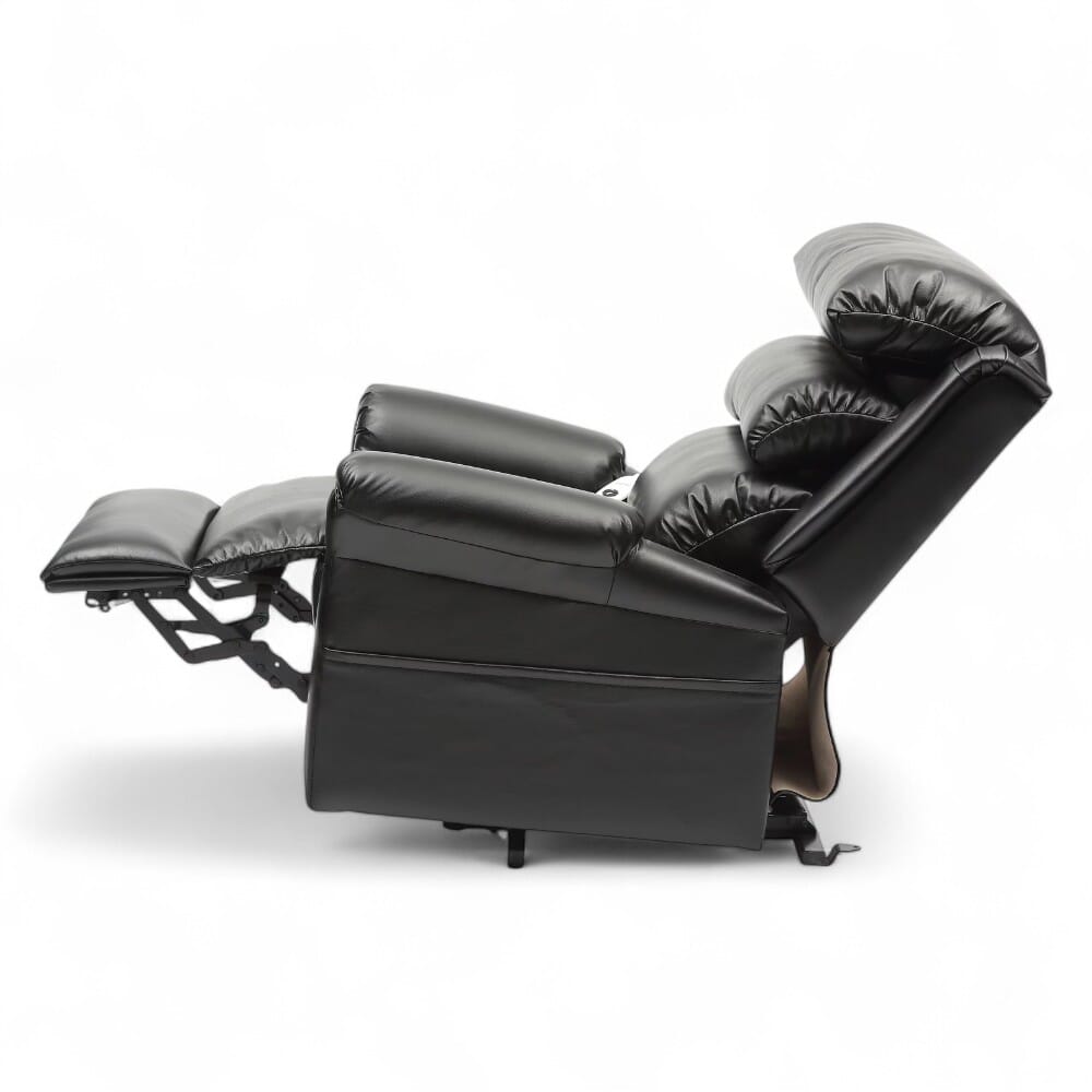 ecclesfield riser recliner chair pu upholstery reclined side view