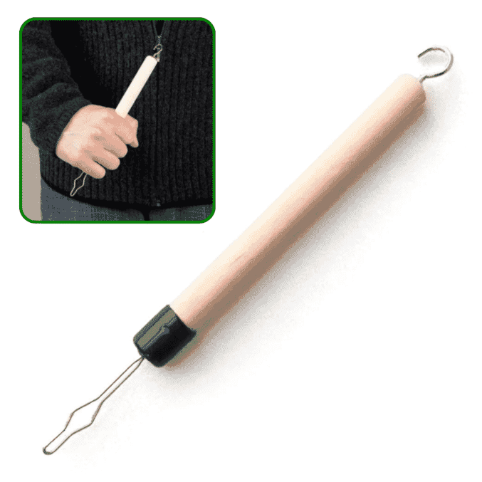 economic button hook and zip puller