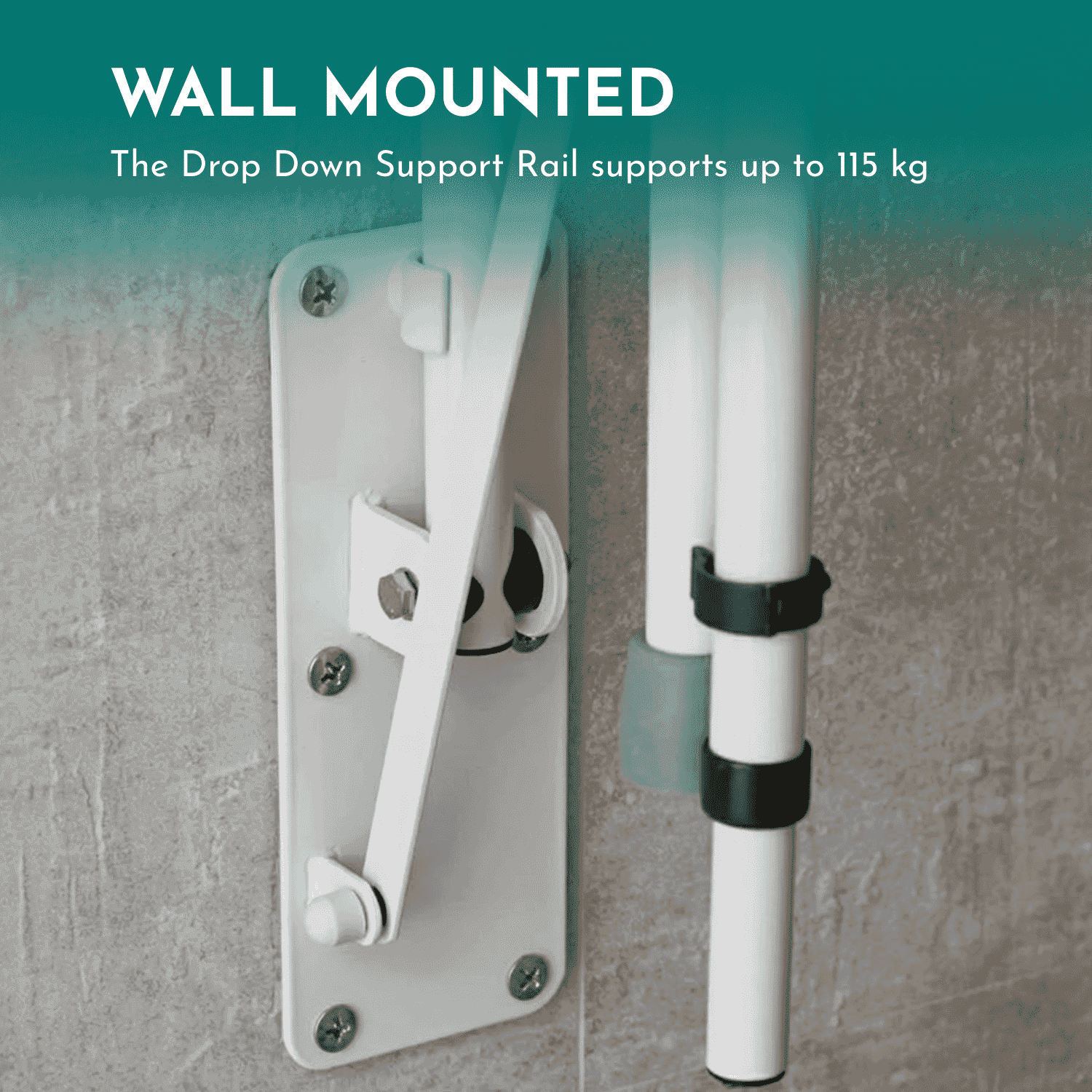 economy drop down toilet rail with leg wall mounted