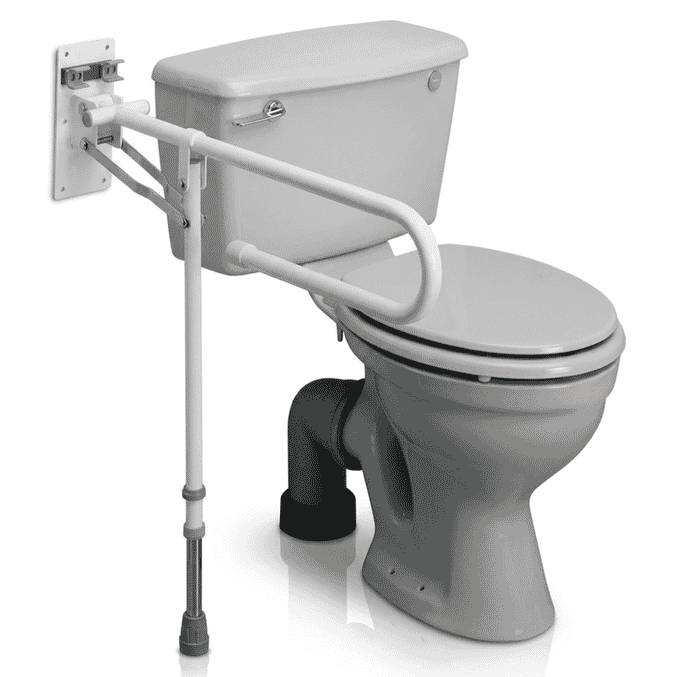 economy folding toilet support rail with leg