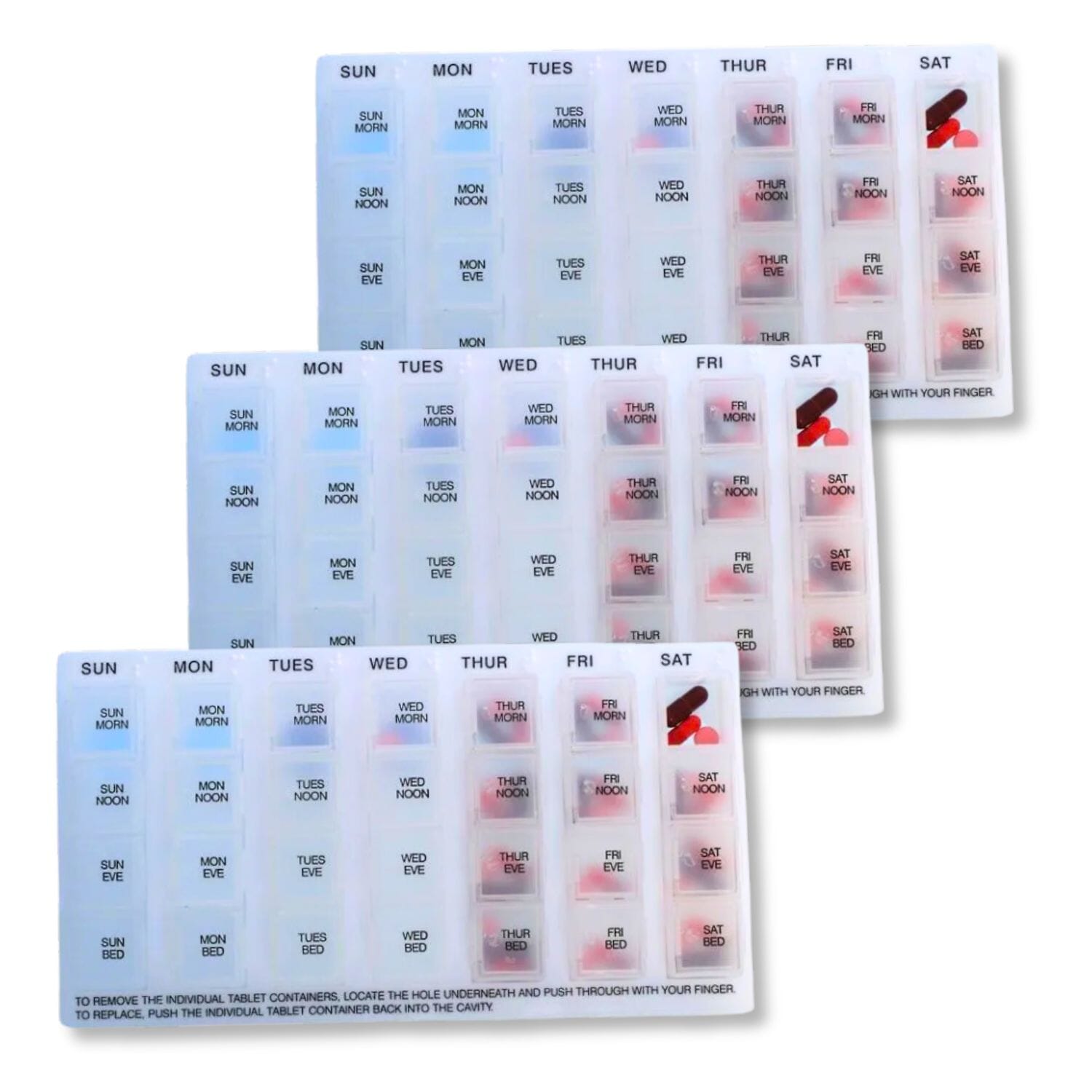 economy week day tablet wallet pack of 3