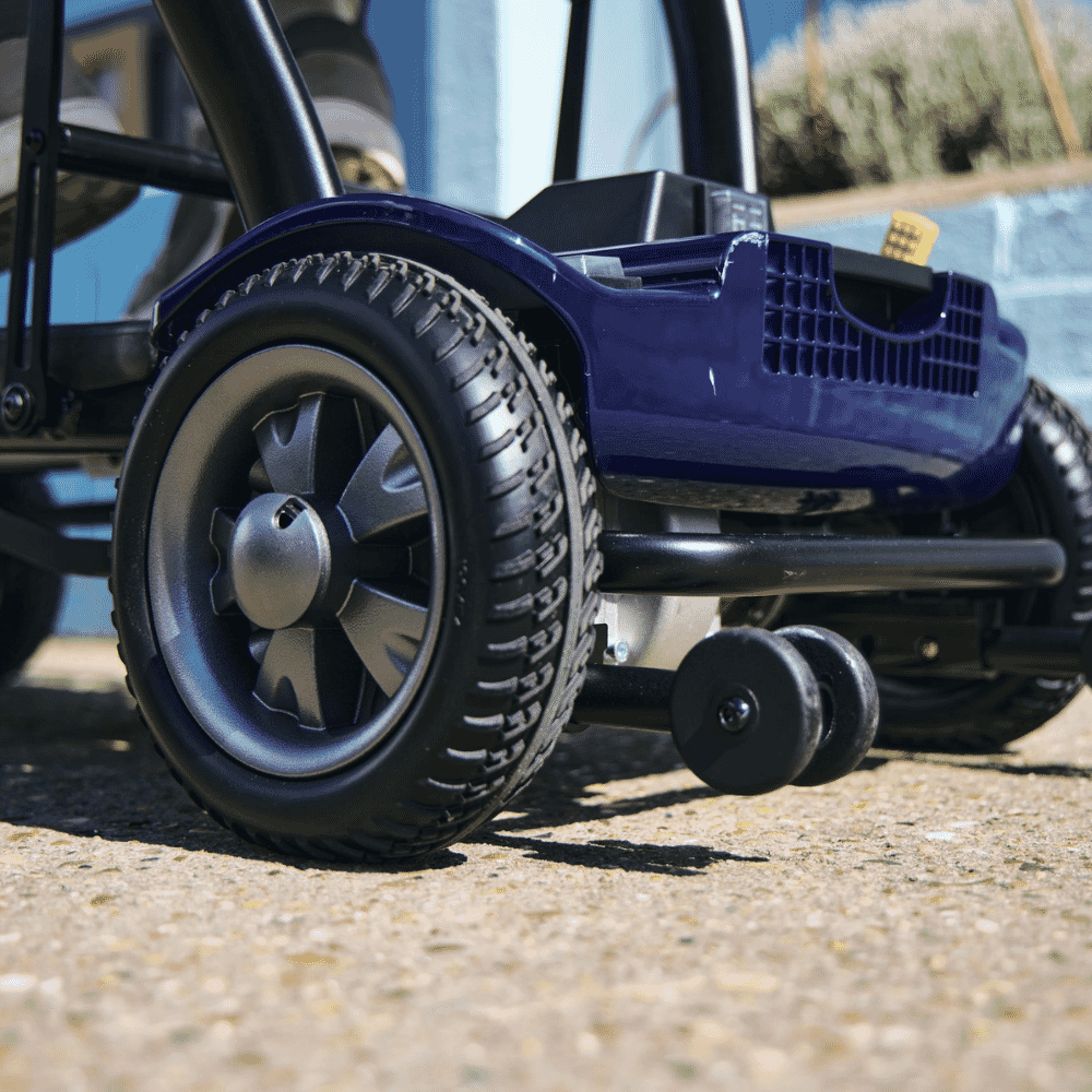 edrive folding mobility scooter purple close up