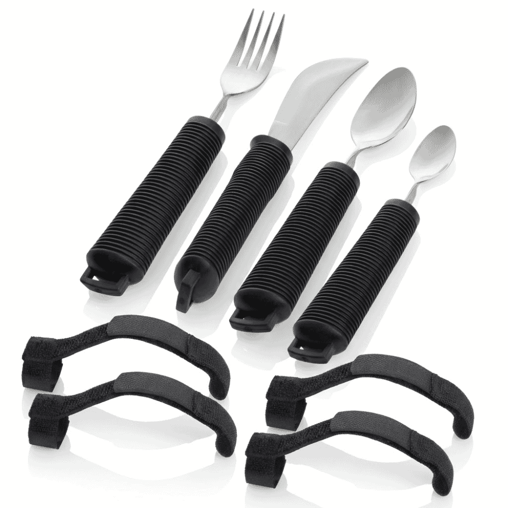 View Eight Piece Cutlery Set with Straps Black information
